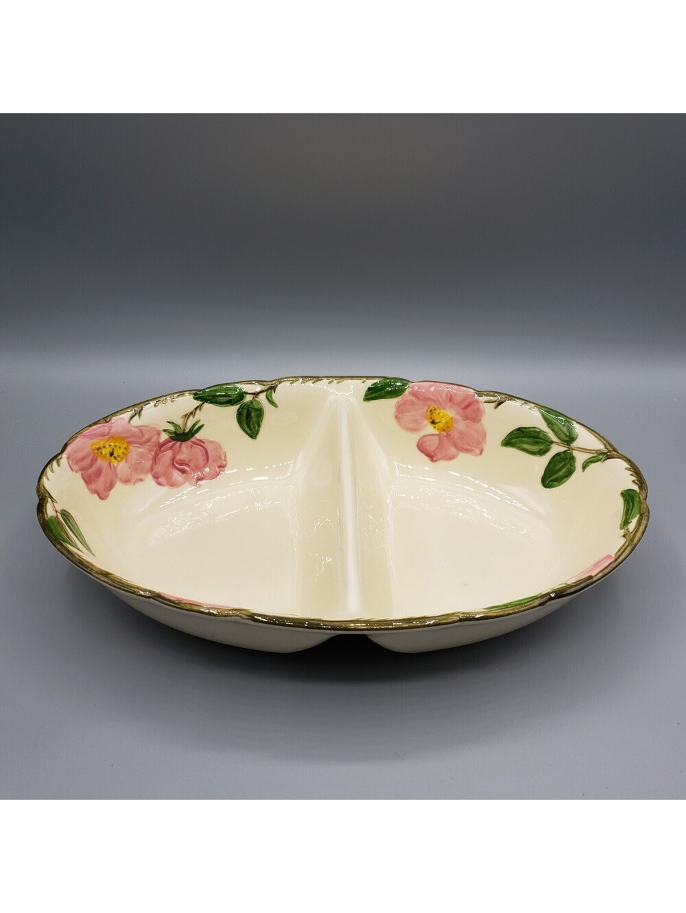Vintage Franciscan Desert Rose Oval Divided Serving Bowl Dish 1950's USA